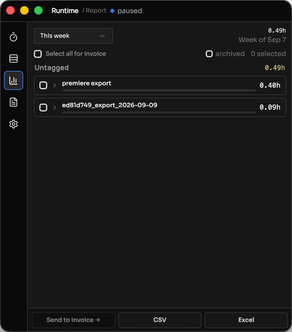 The Report view in Runtime